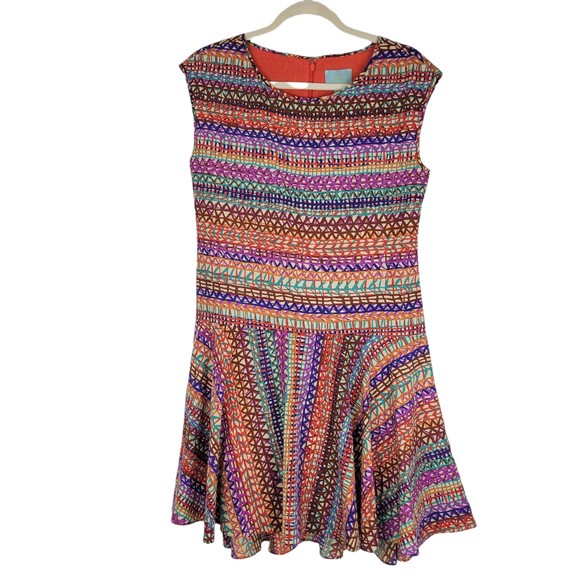 CeCe by Cynthia Steffe Sleeveless Drop Waist Dress Lined Multicolor size 6 - Picture 1 of 10